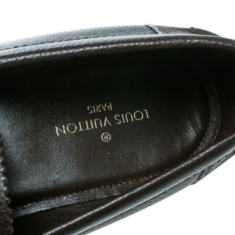 Pre Owned Louis Vuitton Brown Leather Major Loafers Size 42.5