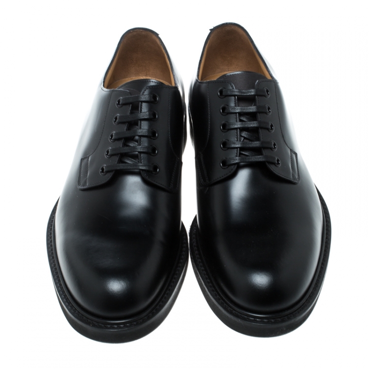 Pre Owned Louis Vuitton Black Leather Lace Up Oxfords Size 41