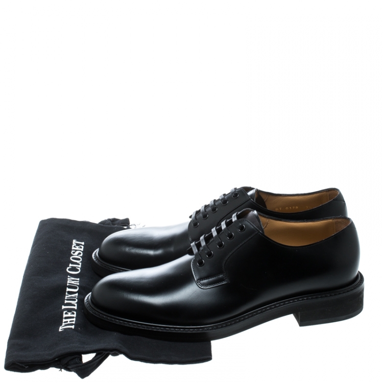 Pre Owned Louis Vuitton Black Leather Lace Up Oxfords Size 41