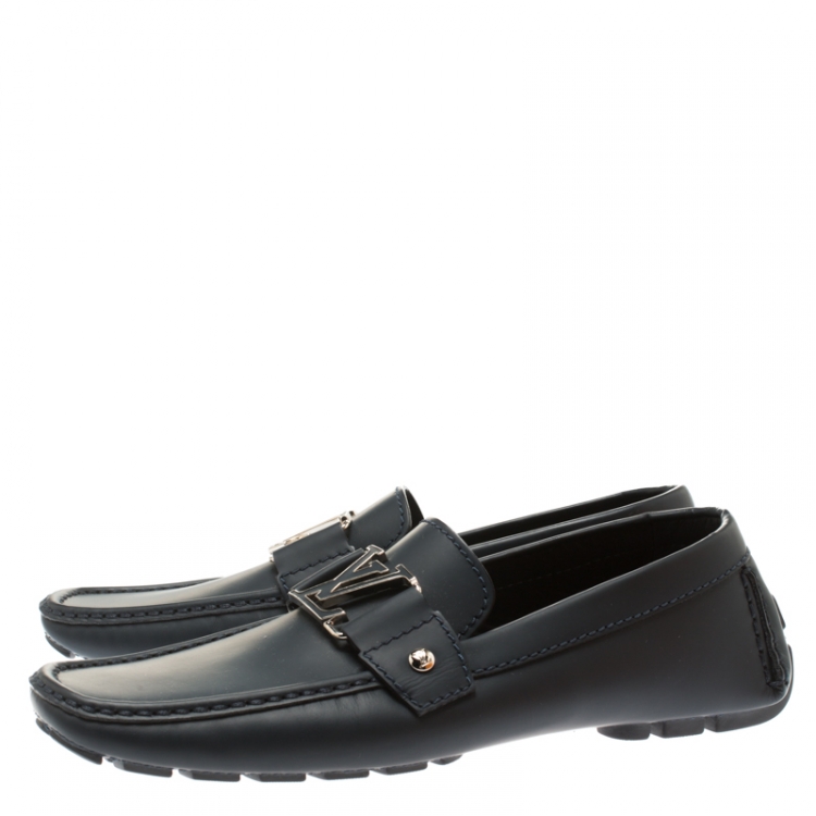 مملوكة مسبقًا Louis Vuitton Blue Leather Monte Carlo Loafers Size 40.5