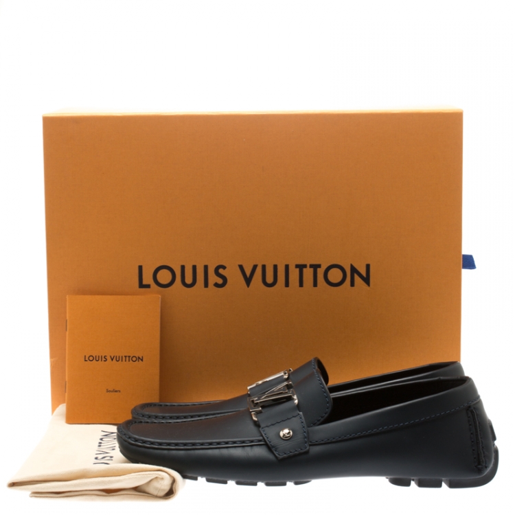 مملوكة مسبقًا Louis Vuitton Blue Leather Monte Carlo Loafers Size 40.5