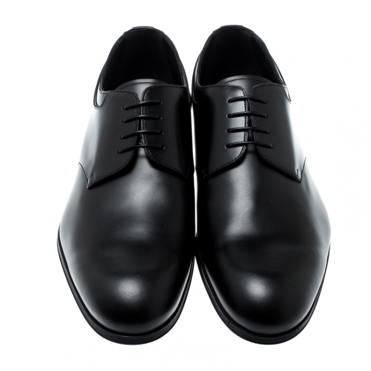 Pre Owned Louis Vuitton Black Leather Lace Up Derby Size 41