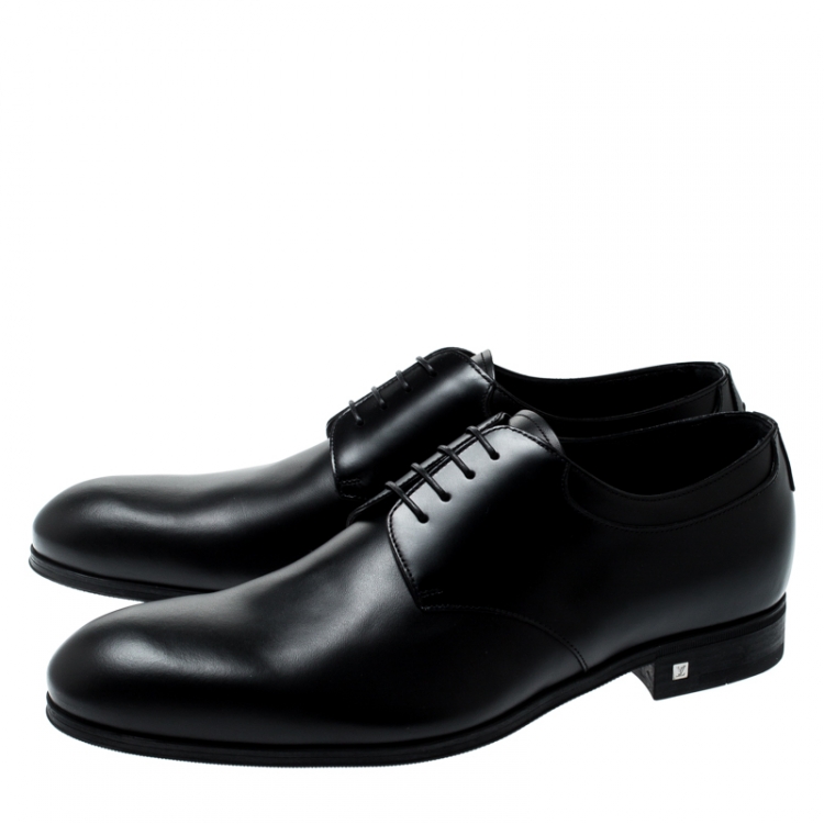Pre Owned Louis Vuitton Black Leather Lace Up Derby Size 41