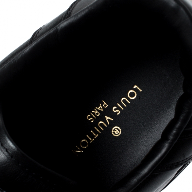 Pre Owned Louis Vuitton Black Leather Rivoli Sneakers Size 41.5