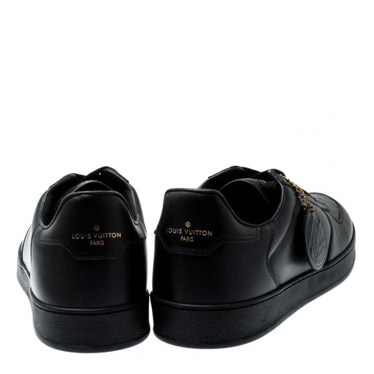 Pre Owned Louis Vuitton Black Leather Rivoli Sneakers Size 41.5