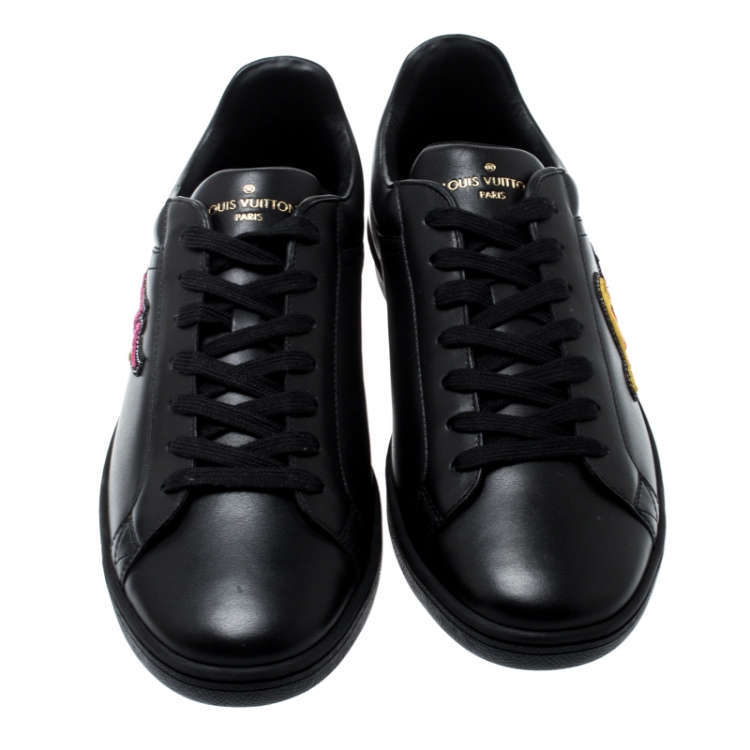 Pre Owned Louis Vuitton Black Leather Luxembourg Low Top Sneakers Size 41