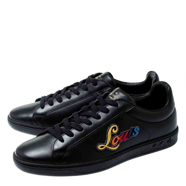 Pre Owned Louis Vuitton Black Leather Luxembourg Low Top Sneakers Size 41