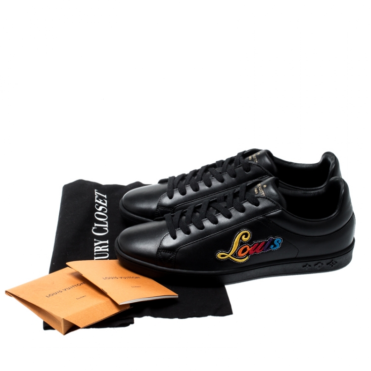 Pre Owned Louis Vuitton Black Leather Luxembourg Low Top Sneakers Size 41
