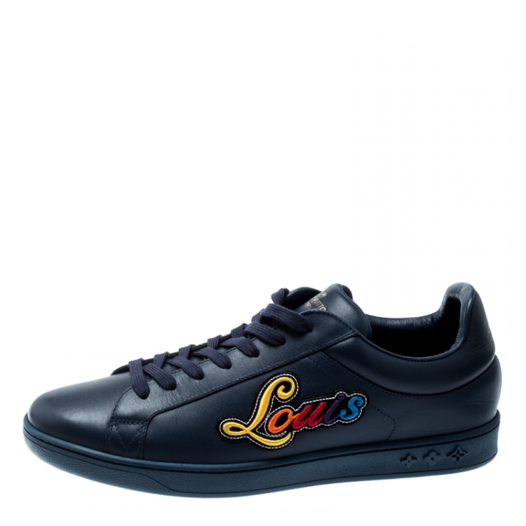 Pre Owned Louis Vuitton Blue Leather Luxembourg Low Top Sneakers Size 42