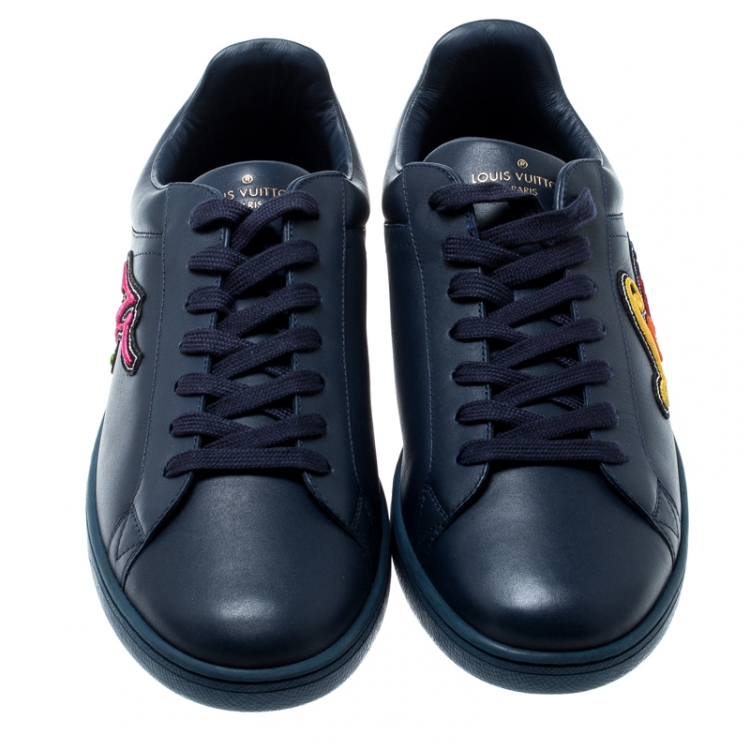 Pre Owned Louis Vuitton Blue Leather Luxembourg Low Top Sneakers Size 42