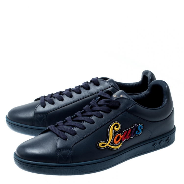 Pre Owned Louis Vuitton Blue Leather Luxembourg Low Top Sneakers Size 42