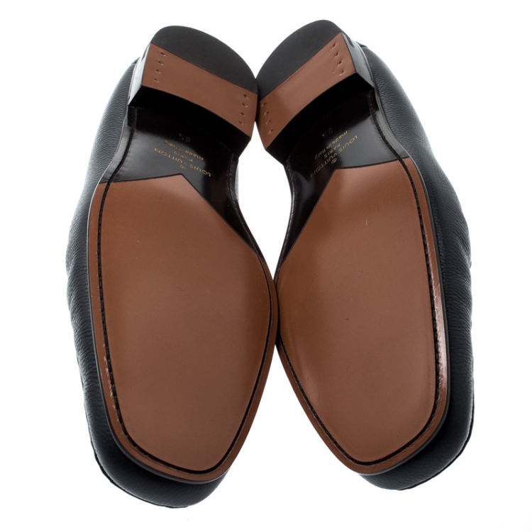 Pre Owned Louis Vuitton Dark Blue Leather Montaigne Loafers Size 43.5