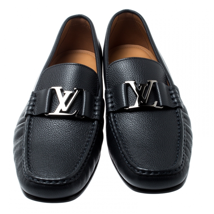Pre Owned Louis Vuitton Dark Blue Leather Montaigne Loafers Size 43.5