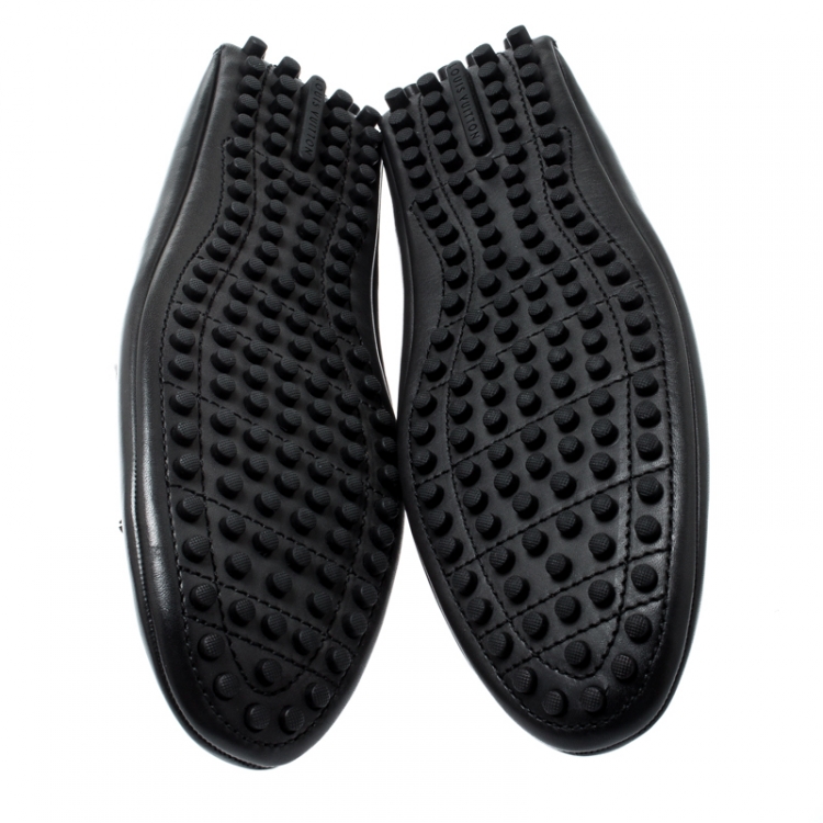 Pre Owned Louis Vuitton Black Leather Tassel Detail Loafers Size 42.5
