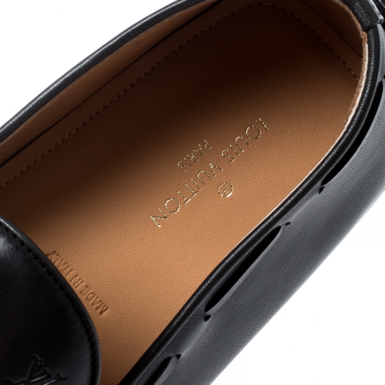 Pre Owned Louis Vuitton Black Leather Tassel Detail Loafers Size 42.5