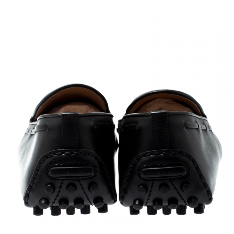 Pre Owned Louis Vuitton Black Leather Tassel Detail Loafers Size 42.5