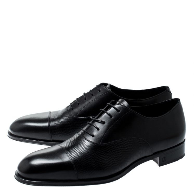 Pre Owned Louis Vuitton Black Epi Leather Lace Up Oxfords Size 44