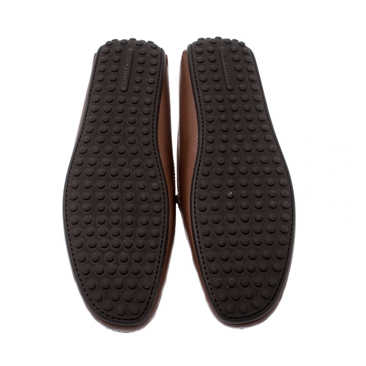 Pre Owned Louis Vuitton Brown Leather Loafers Size 43.5