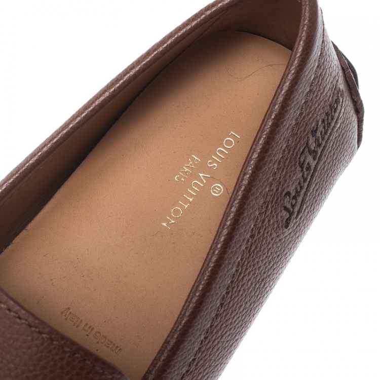 Pre Owned Louis Vuitton Brown Leather Loafers Size 43.5