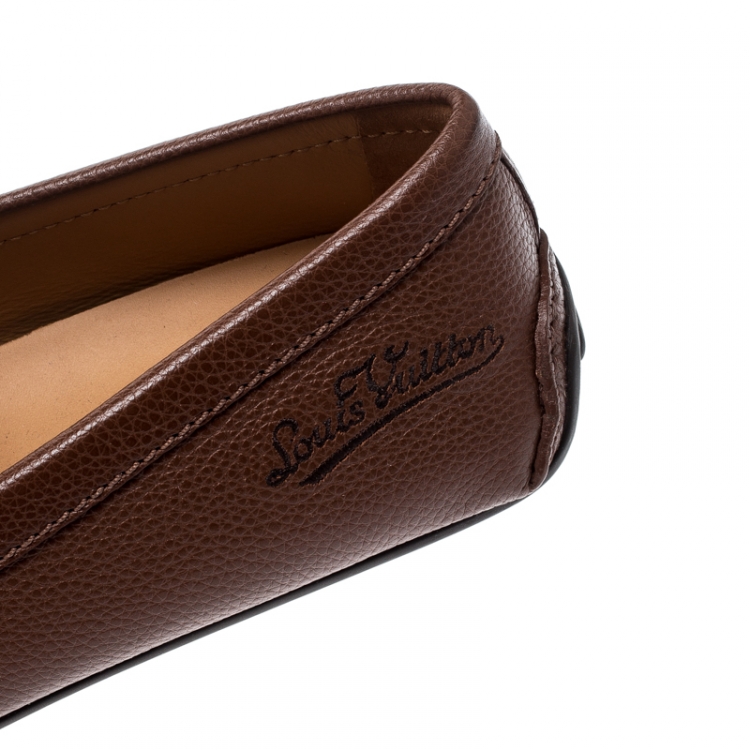 Pre Owned Louis Vuitton Brown Leather Loafers Size 43.5