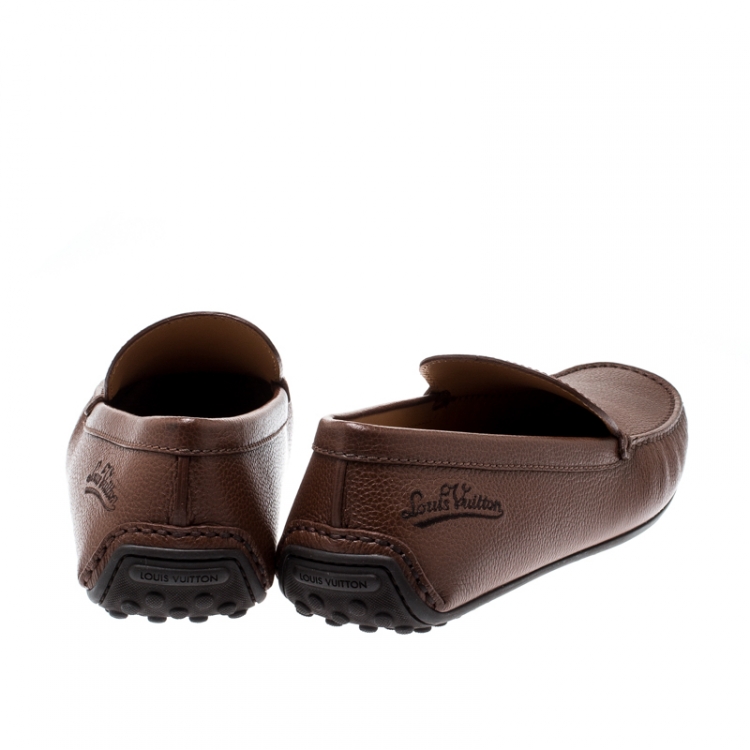 Pre Owned Louis Vuitton Brown Leather Loafers Size 43.5