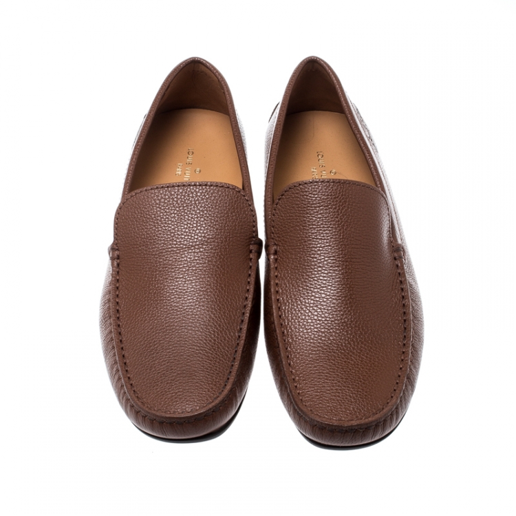 Pre Owned Louis Vuitton Brown Leather Loafers Size 43.5