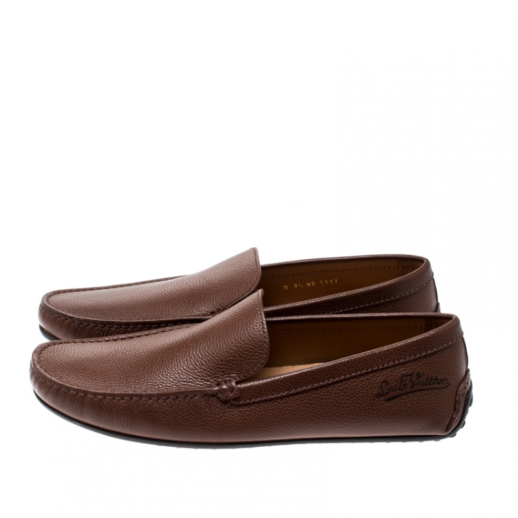 Pre Owned Louis Vuitton Brown Leather Loafers Size 43.5