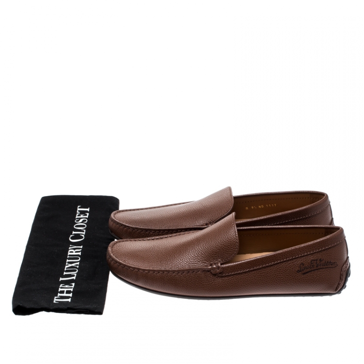 Pre Owned Louis Vuitton Brown Leather Loafers Size 43.5