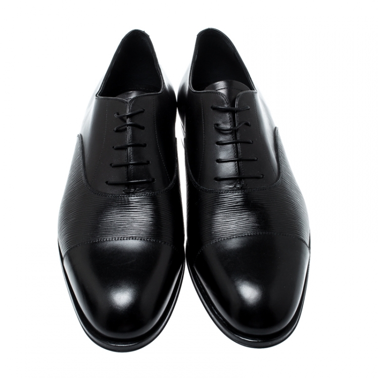 Pre Owned Louis Vuitton Black Epi Leather Lace Up Oxfords Size 44