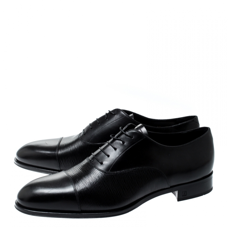 Pre Owned Louis Vuitton Black Epi Leather Lace Up Oxfords Size 44