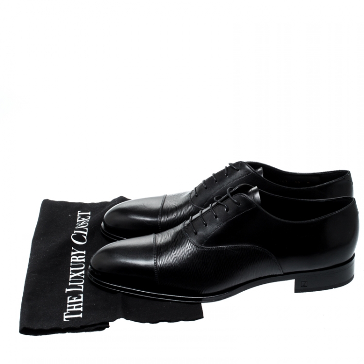 Pre Owned Louis Vuitton Black Epi Leather Lace Up Oxfords Size 44