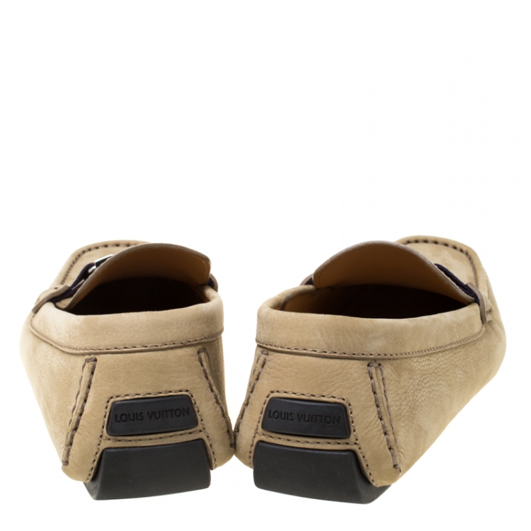 Pre Owned Louis Vuitton Beige Suede Monte Carlo Loafers Size 44