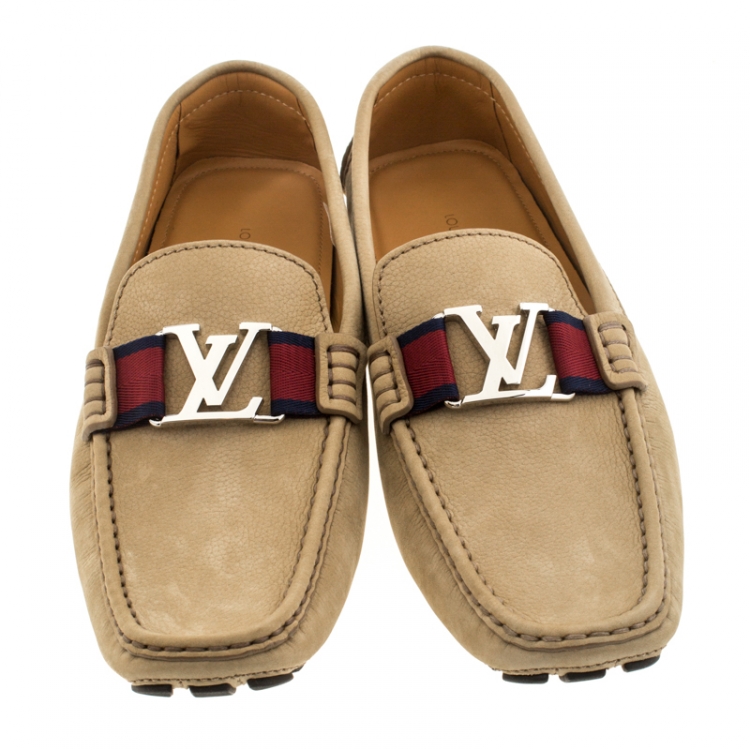 Pre Owned Louis Vuitton Beige Suede Monte Carlo Loafers Size 44