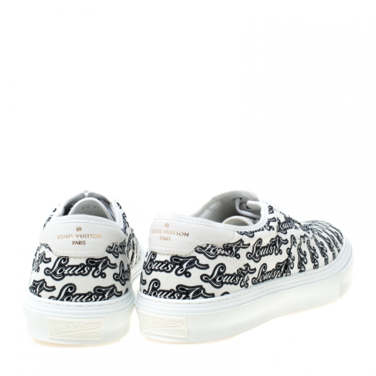 Pre Owned Louis Vuitton Monochrome Logo Print Canvas Trocadero Sneakers Size 42
