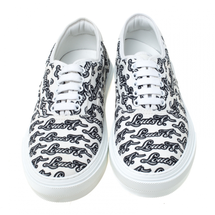 Pre Owned Louis Vuitton Monochrome Logo Print Canvas Trocadero Sneakers Size 42