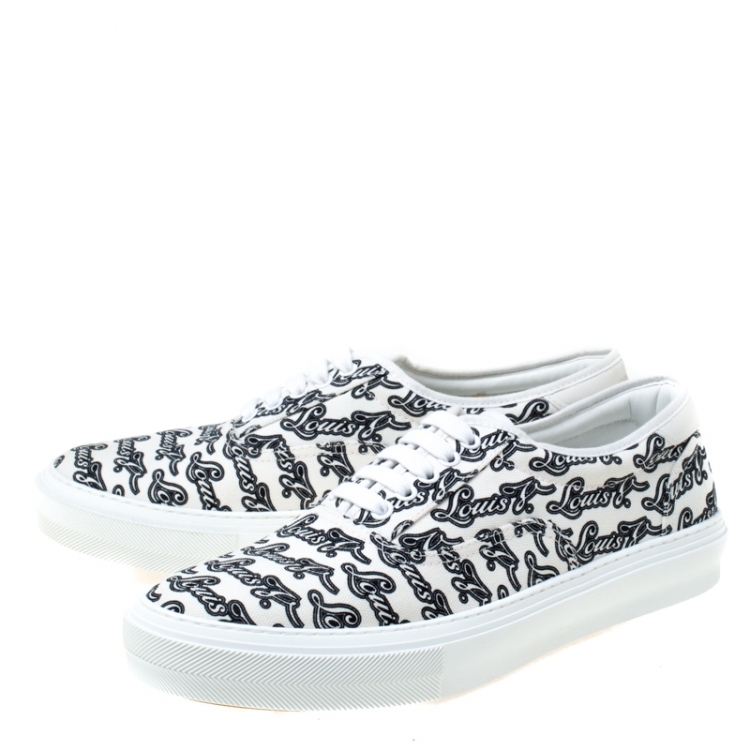 Pre Owned Louis Vuitton Monochrome Logo Print Canvas Trocadero Sneakers Size 42