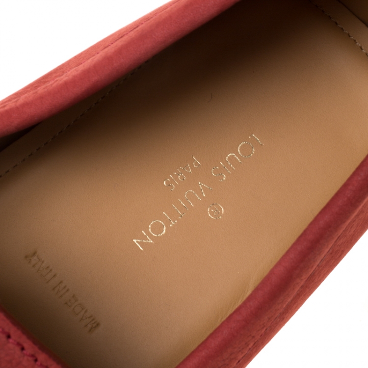 Pre Owned Louis Vuitton Red Suede Monte Carlo Loafers Size 43