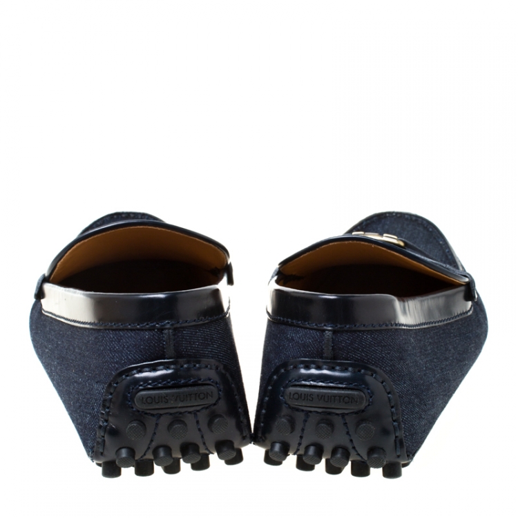 Pre Owned Louis Vuitton Indigo Dark Wash Denim Monte Carlo Loafers Size 43.5