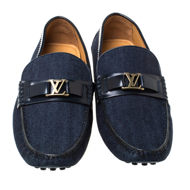 Pre Owned Louis Vuitton Indigo Dark Wash Denim Monte Carlo Loafers Size 43.5