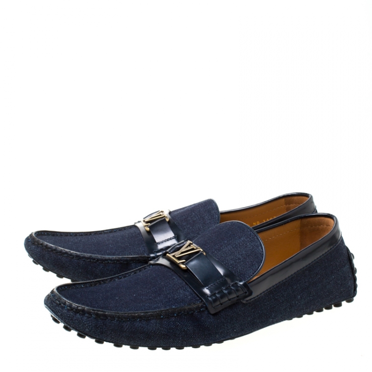 Pre Owned Louis Vuitton Indigo Dark Wash Denim Monte Carlo Loafers Size 43.5