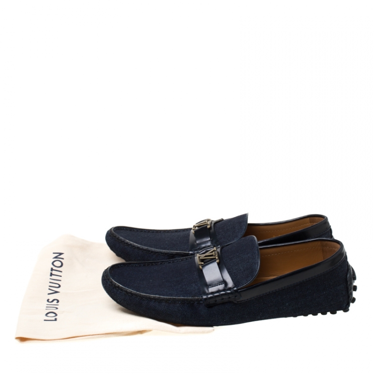 Pre Owned Louis Vuitton Indigo Dark Wash Denim Monte Carlo Loafers Size 43.5