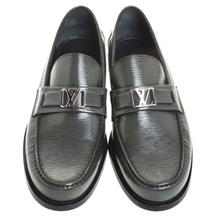 Pre Owned Louis Vuitton Green Epi Leather Major Loafers Size 43.5