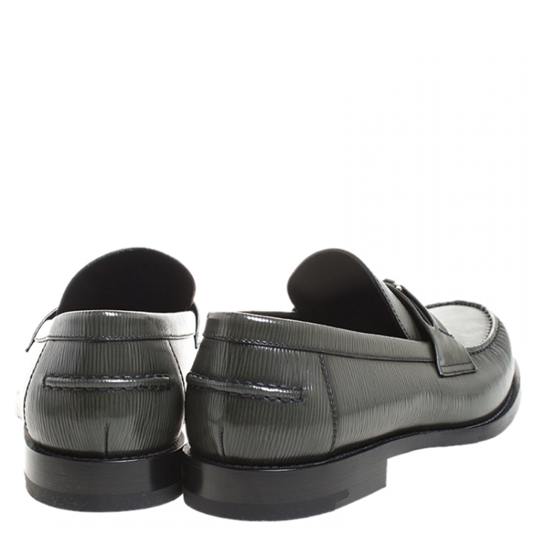Pre Owned Louis Vuitton Green Epi Leather Major Loafers Size 43.5