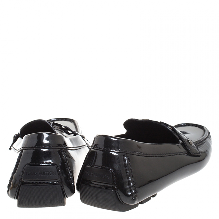 Pre Owned Louis Vuitton Black Patent Leather Monte Carlo Loafers Size 41.5