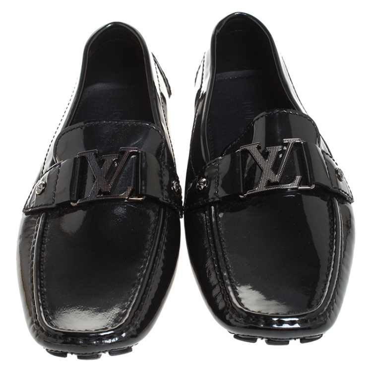 Pre Owned Louis Vuitton Black Patent Leather Monte Carlo Loafers Size 41.5