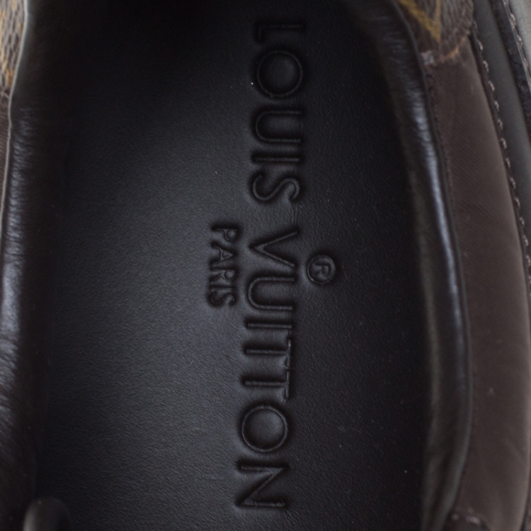 Pre Owned Louis Vuitton Brown Monogram Canvas And Leather Run Away Sneakers Size 41