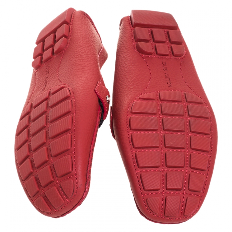 Pre Owned Louis Vuitton Red Leather Monte Carlo Loafers Size 41.5