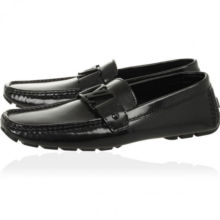 Pre Owned Louis Vuitton Black Patent Monte Carlo Loafers Size 43