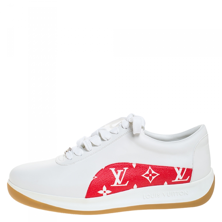 Louis Vuitton x White Leather Monogram Canvas Trim Sport Sneakers 41 Louis Vuitton TLC
