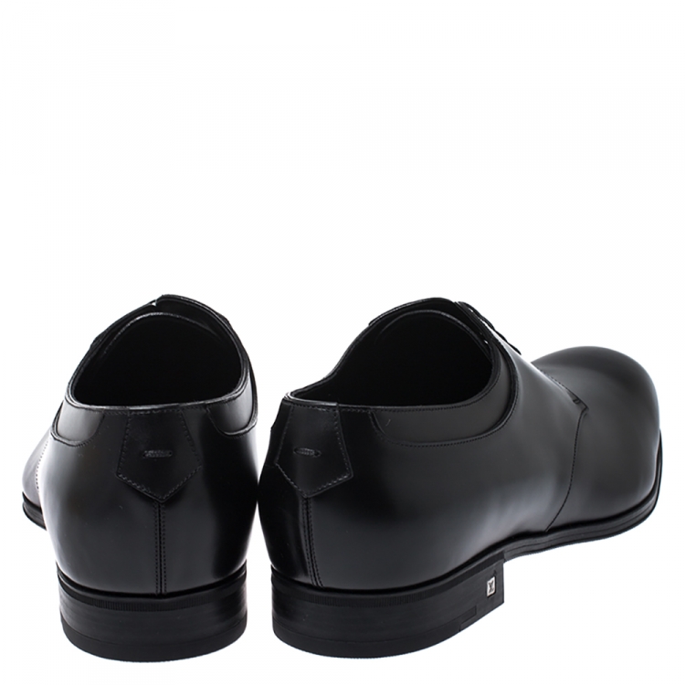 Pre Owned Louis Vuitton Black Leather Lace Up Derby Size 44